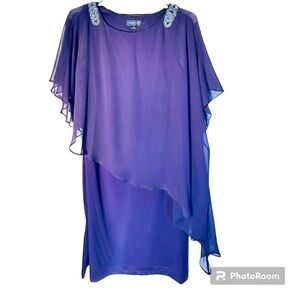 Scarlett Purple Midi Dress with Embellished Shoulders